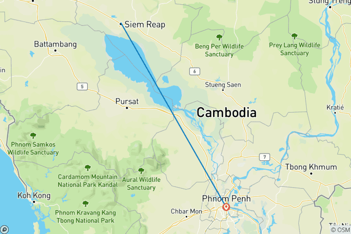 Carte du circuit CAMBODGE 5 JOURS