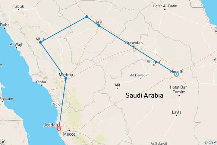 Map of Saudi Arabia: Dreams Of Saudi Arabia - Escorted Tour in 3* Hotels