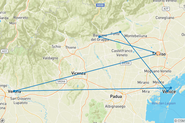 Carte du circuit Pleins feux sur l'Italie du Nord avec Venise, Vérone et les Dolomites (2025)