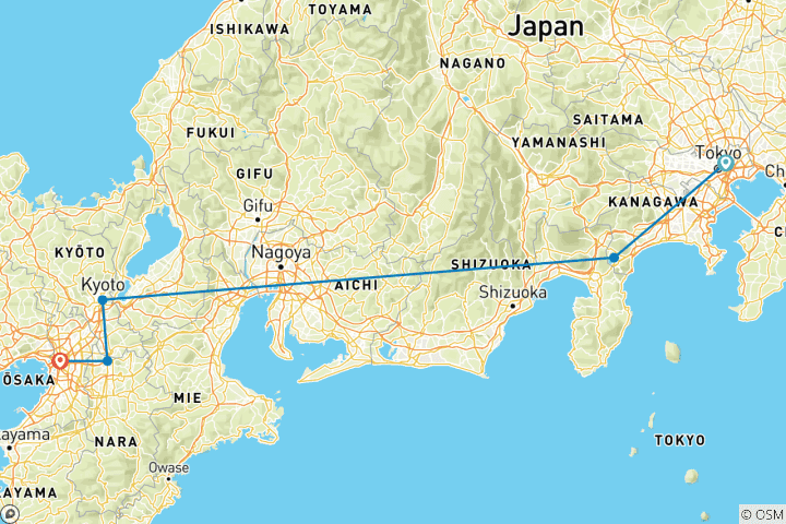 Carte du circuit L'essence du Japon : Un voyage ensemble