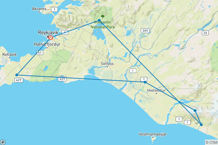 Carte du circuit Nouvelle année au pays des aurores boréales Confort - 5 jours