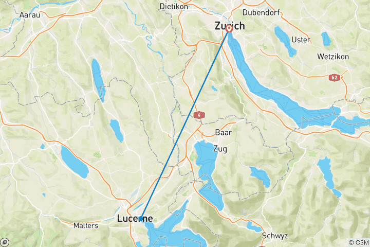 Map of 6 Day Trip to Switzerland (Stay in Zurich and Lucerne)