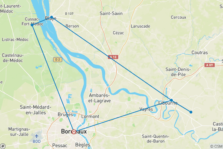 Kaart van Gezinscruise in Bordeaux - Het land en zijn geschiedenis (haven-tot-haven cruise)