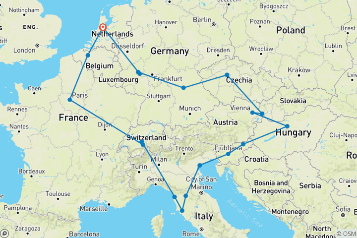 Karte von Europa Highlights