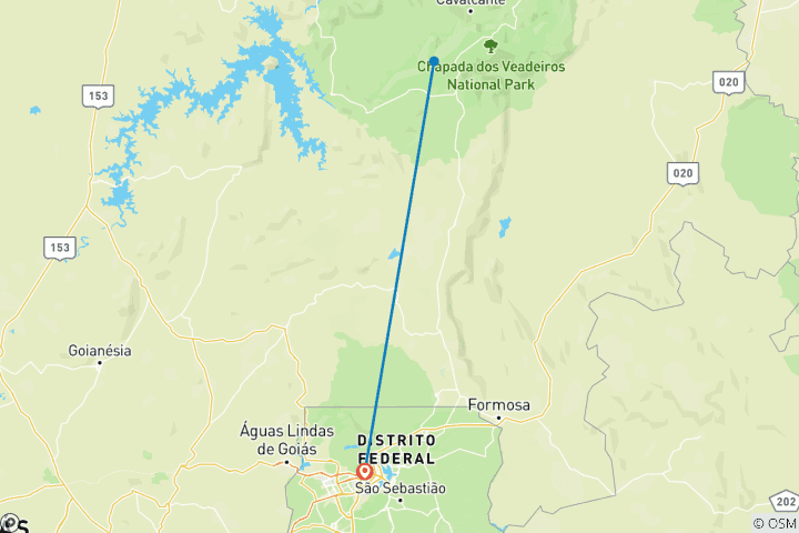 Carte du circuit Expérience de la Chapada dos Veadeiros