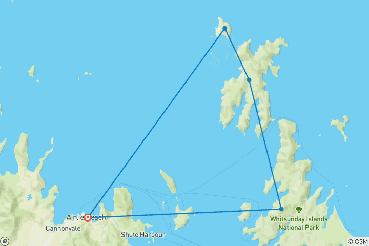 Map of 2 Day / 2 Night Whitsunday Islands Maxi Sailing Adventure