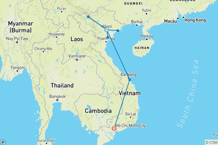 Karte von Entdecken Sie Vietnam: Die komplette 13-Tage-Reise