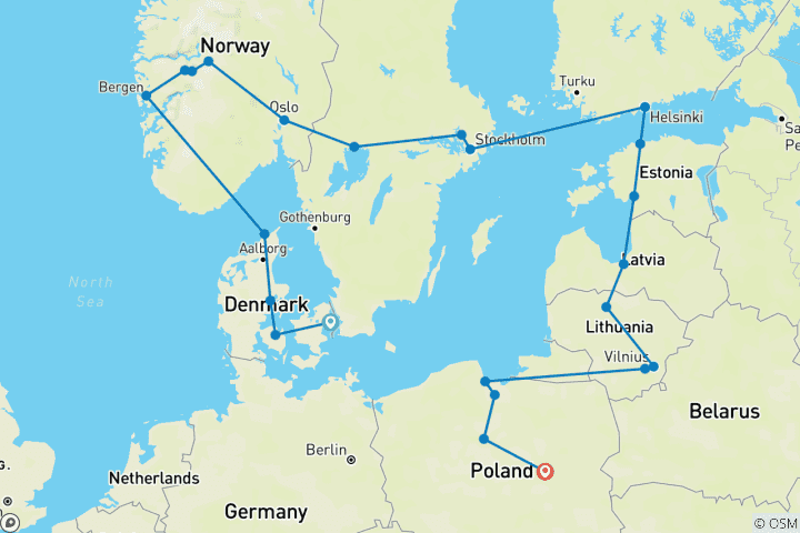 Carte du circuit Best of Scandinavia & the Baltics Christmas & New Year (en anglais)