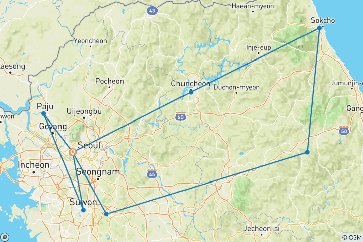 Map of SOUTH KOREA 10 DAYS