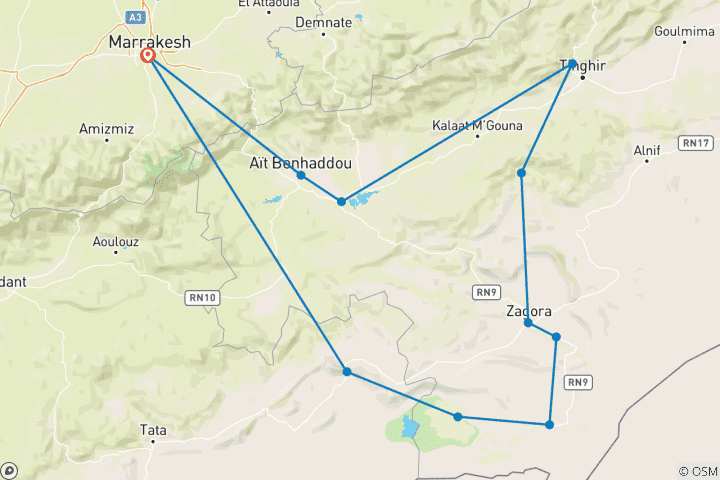 Karte von 5 Tage Marokko Fernweh von Marrakesch aus