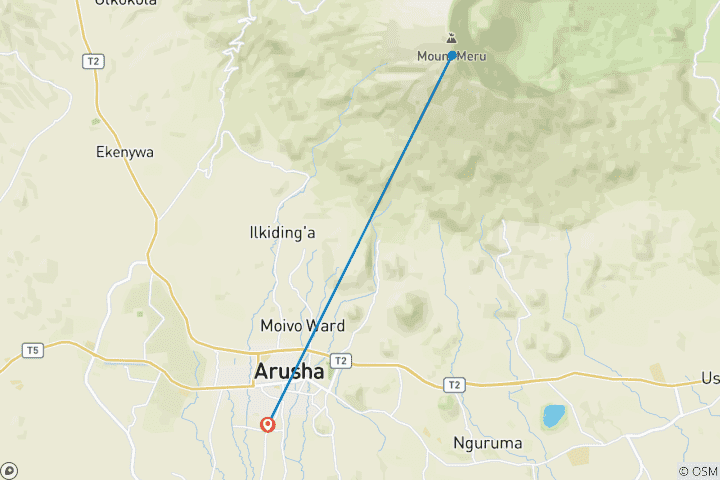 Carte du circuit Excursion d'une journée dans le parc national d'Arusha