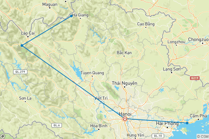 Carte du circuit Voyage au Vietnam 01 - 8 jours Trésors du Nord - Départ tous les jeudis/vendredis