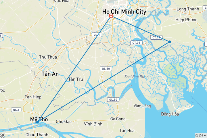 Map of Vietnam Voyage 03 - 4 Days Southern Serenity - Depart Every Monday/Tuesday