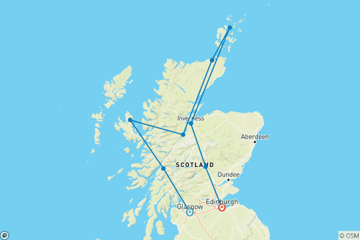 Carte du circuit Découvrez l'Écosse avec le Royal Edinburgh Military Tattoo (de Glasgow à Édimbourg)