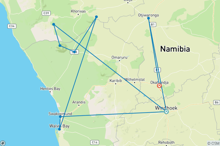 Map of Namibia Kaleidoscope Superior