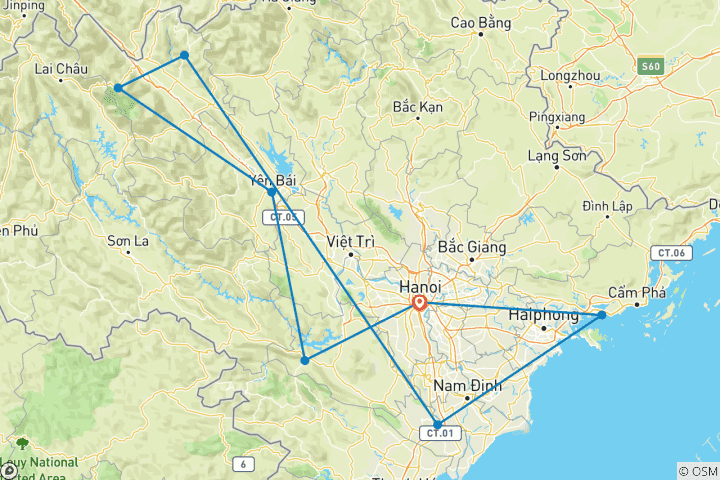 Karte von Bezauberndes Vietnam Abenteuer 13 Tage