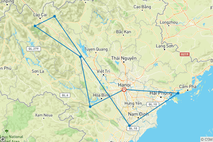 Carte du circuit Aventure enchanteresse de 13 jours au Vietnam