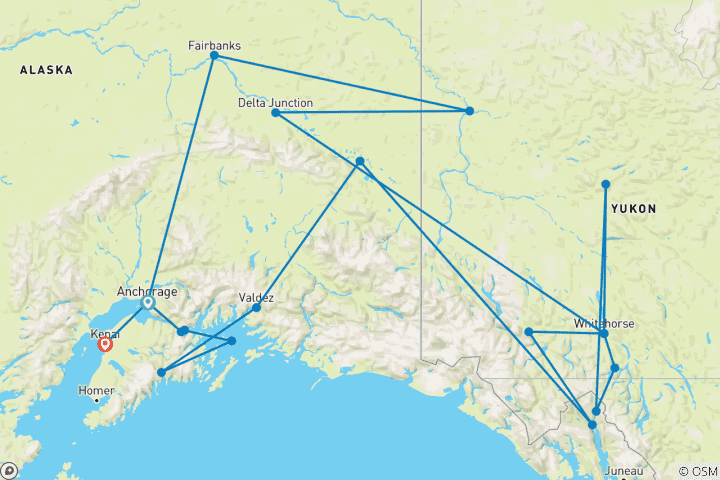 Karte von Best of Yukon & Alaska (ab/bis Anchorage)