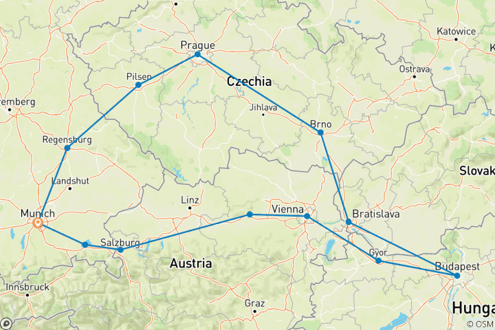 Map of Central Europe in Low Season