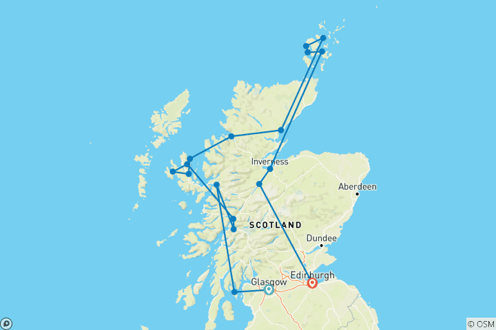 Carte du circuit Îles écossaises et Glens - 13 jours/12 nuits