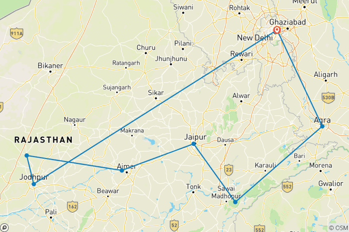 Carte du circuit L'expérience de l'Inde