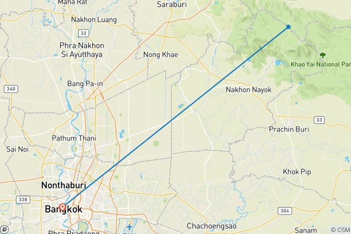 Karte von Bangkok: Khao Yai Nationalpark, Chinatown, Blumenmarkt, Savoey (Abendessen) und Floating & Maeklong Railway Market 5 Tage