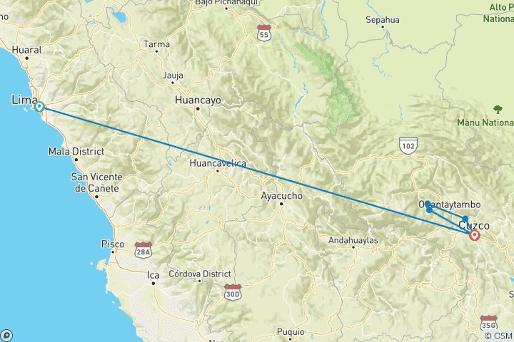 Map of 6 Days Classical Peru