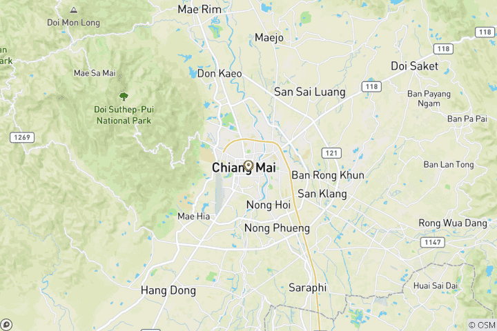 Carte du circuit 4 jours à Chiang Mai avec Chiang Mai Mon Jam Highlands & Aventure Pong Yang et Circuit au Parc National de Sri Lanna avec Kayak depuis Chiang Mai