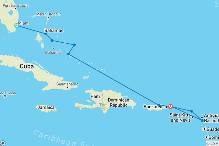 Carte du circuit Découvrez les vibrations des Caraïbes