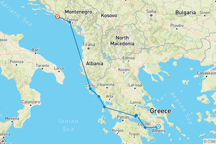 Map of Mediterranean Enchantment 2025 - 8 Days