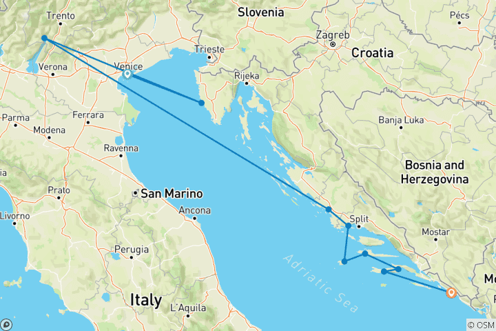 Carte du circuit La côte croate et le meilleur de l'Adriatique 2026