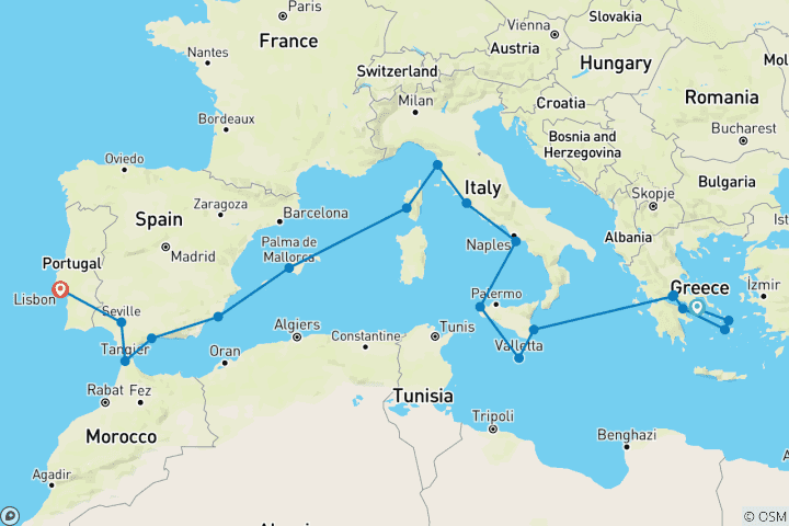 Carte du circuit Découvrez les merveilles de la Méditerranée