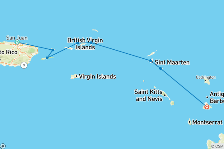 Map of Special Hosted Cruise with Lisa McCaskill - Caribbean Yachting Hideaways