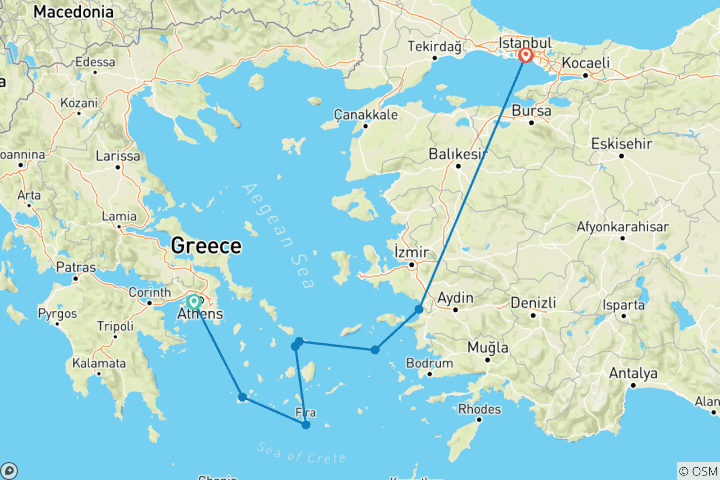 Mapa de Aventura de Atenas a Estambul