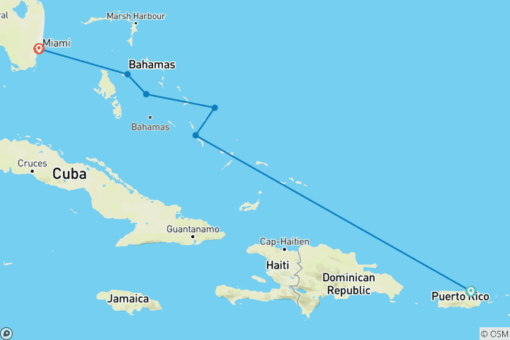 Map of Caribbean escapade 2026 - 8 Days (from San Juan to Miami)