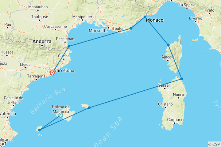 Carte du circuit Spanish Shores et au-delà 2026 - 10 jours