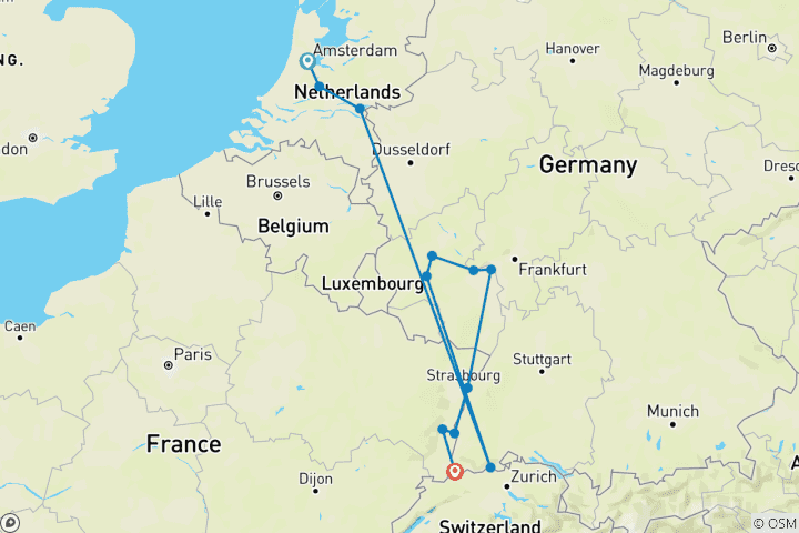 Carte du circuit Châteaux du Rhin et vignobles de la Moselle 2025|2026 - 11 jours (12 destinations)