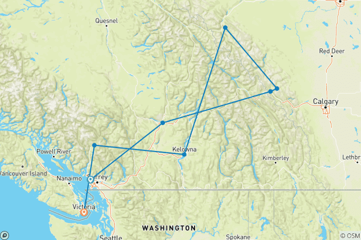 Map of Spectacular Rockies 2025 - 15 Days