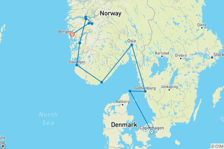 Karte von Nordische Wunder und Fjorde in Norwegen