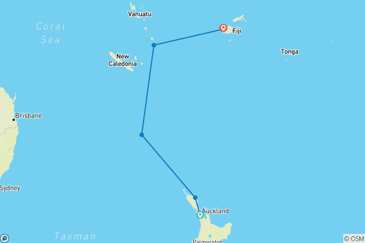 Carte du circuit Découverte du Pacifique Sud 2026