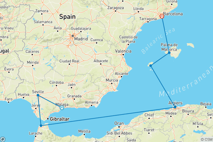 Carte du circuit Les délices de l'Espagne avec Ibiza et Majorque