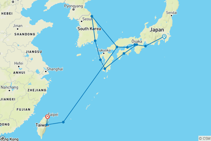 Map of Ultimate Japan, South Korea and Taipei