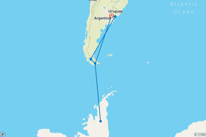 Carte du circuit Ultimate Antarctica & les fjords du sud du Chili