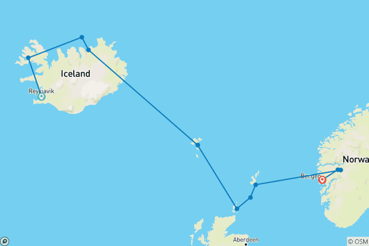 Mapa de Islandia, Islas de las Hadas y Fiordos Noruegos