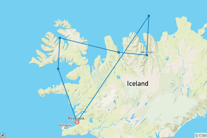 Mapa de Circunnavegar Islandia y cruzar el Círculo Polar Ártico 2026