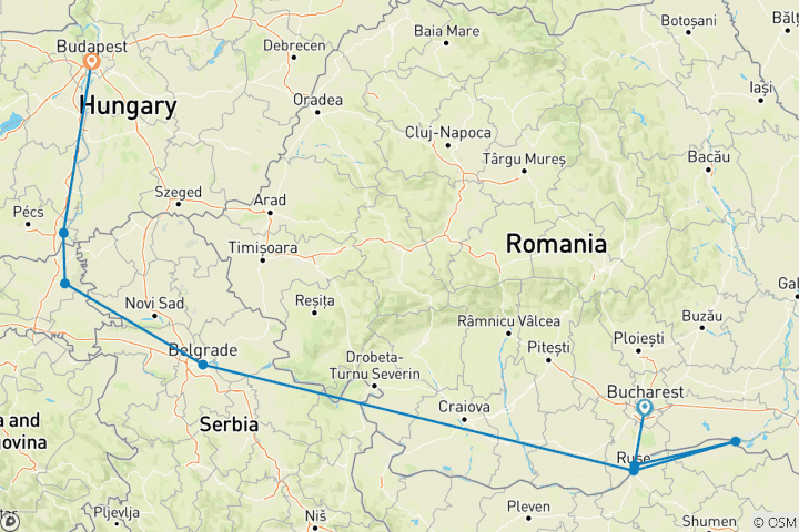 Carte du circuit Europe de l'Est et Balkans dévoilés 2025|2026 - 9 jours