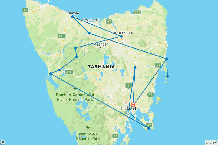 Carte du circuit Ultimate Tasmania 2025