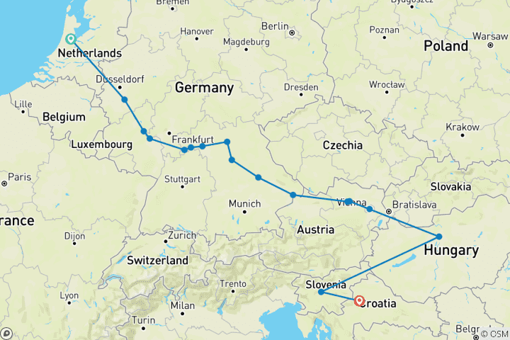 Kaart van Parels van Europa – incl. Ljubljana & Zagreb