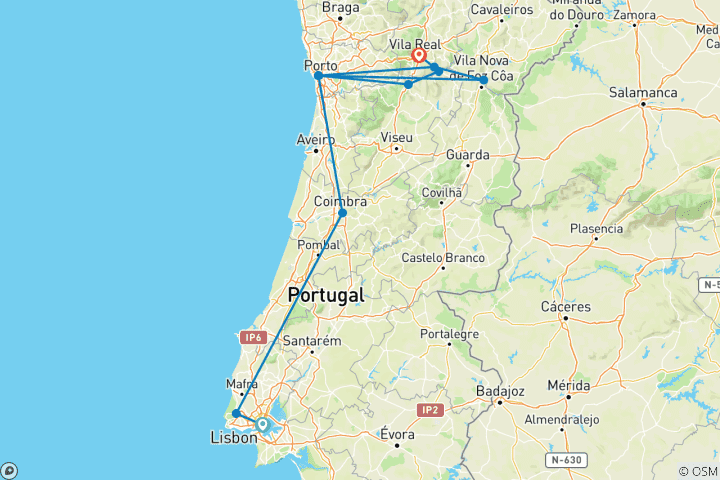 Map of Delightful Douro with Lisbon