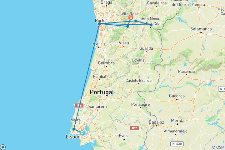 Map of Delightful Douro with Lisbon